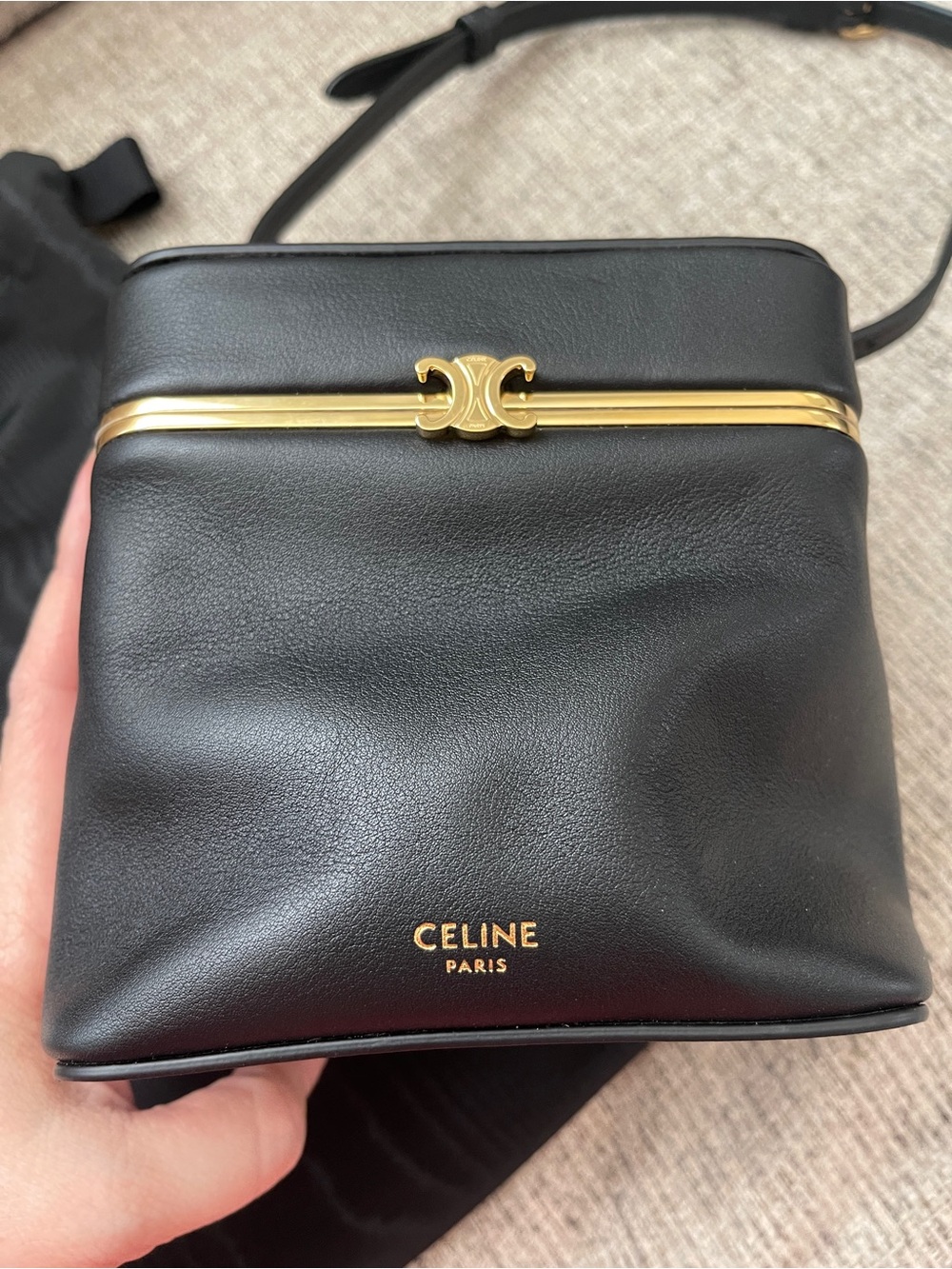 Celine Cube Black Leather Mini Vanity Bag with Gold-Tone Trim - Picture 8 of 9